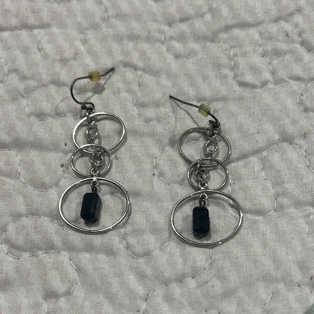 Elegant Silver and Black Dangle Earrings
